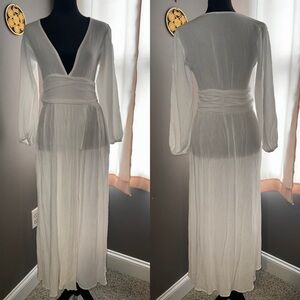 White Bohemian Bishop Sleeve Maxi Gown